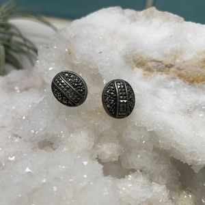 Sterling silver marcasite post earrings